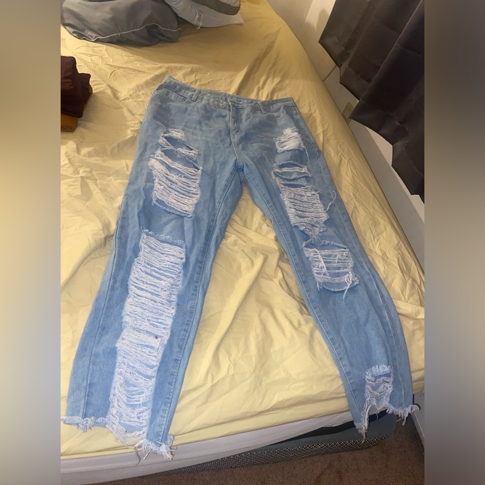 Light Blue Ripped Jeans - Picture 2 of 4